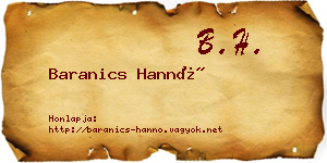 Baranics Hannó névjegykártya
